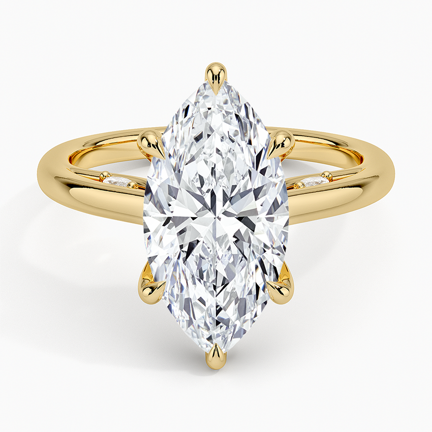 3.30 Karat Marquise Kesim Hidden Halo Tasarım Tektaş Laboratuvar Pırlanta Yüzük - Salzburg