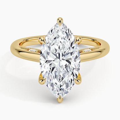 3.30 Marquise Kesim Hidden Halo Tasarım Tektaş Laboratuvar Pırlanta Yüzük - Dalara