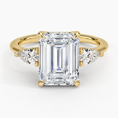 3.50 Emerald Kesim Hidden Halo Tasarım Tektaş Laboratuvar Pırlanta Yüzük - Nilora