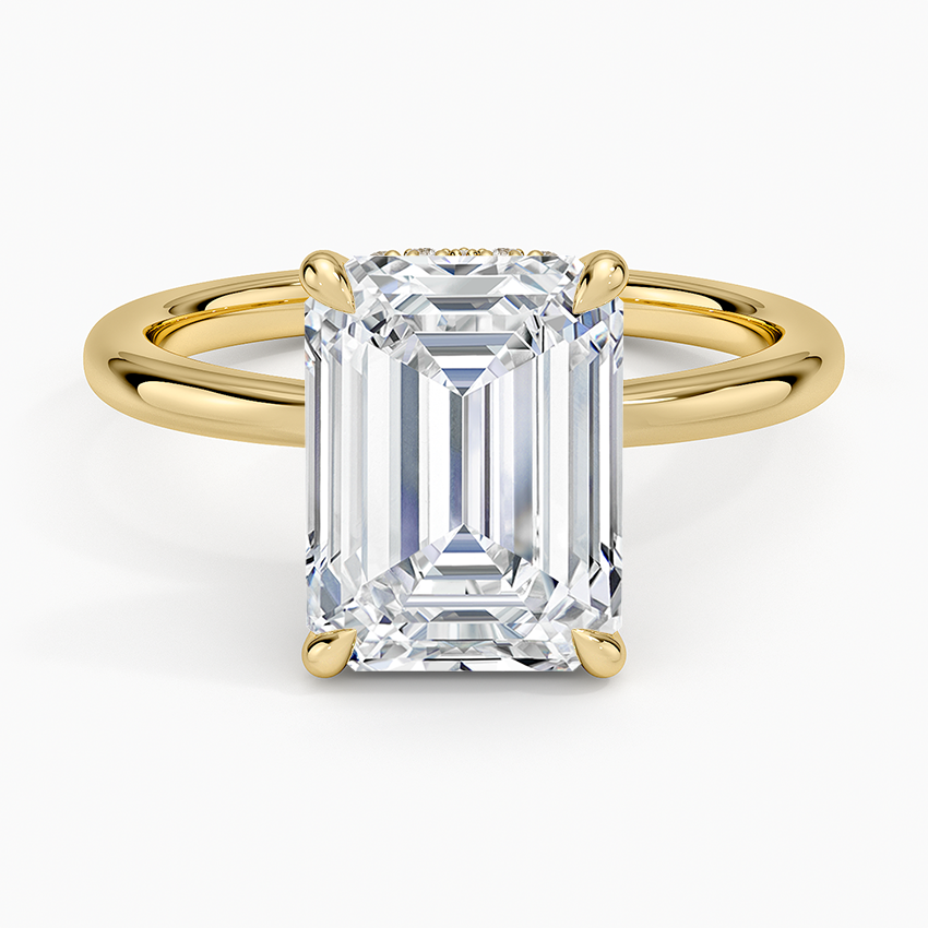 3.15 Emerald Kesim Hidden Halo Tasarım Tektaş Laboratuvar Pırlanta Yüzük - Vilora