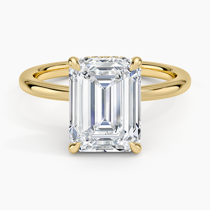 3.15 Emerald Kesim Hidden Halo Tasarım Tektaş Laboratuvar Pırlanta Yüzük - Vilora