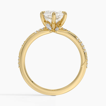 3.25 Karat Marquise Kesim Hidden Halo Tasarım Tektaş Laboratuvar Pırlanta Yüzük 18K  - Melora