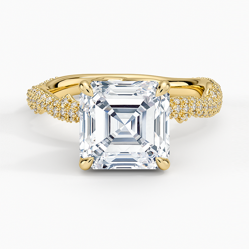 3.75 Karat Asscher Kesim Hidden Halo Tasarım Tektaş Laboratuvar Pırlanta Yüzük - Sorrento