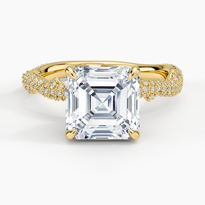 3.75 Asscher Kesim Hidden Halo Tasarım Tektaş Laboratuvar Pırlanta Yüzük - Filara