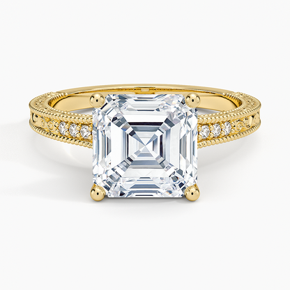 3.15 Asscher Kesim Hidden Halo Tasarım Tektaş Laboratuvar Pırlanta Yüzük 18K - Silora