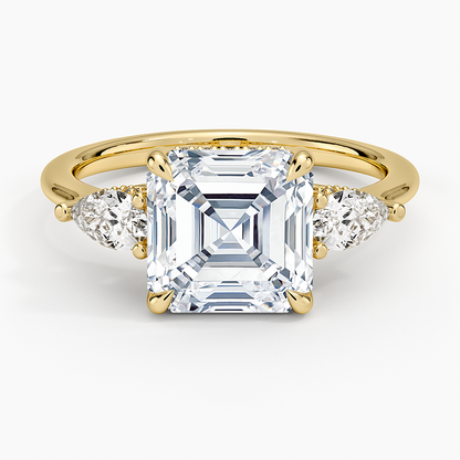 3.50 Asscher Kesim Hidden Halo Tasarım Tektaş Laboratuvar Pırlanta Yüzük - Nilora