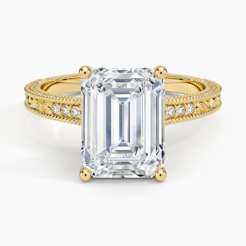 3.15 Emerald Kesim Hidden Halo Tasarım Tektaş Laboratuvar Pırlanta Yüzük - Silora