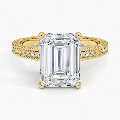 3.15 Emerald Kesim Hidden Halo Tasarım Tektaş Laboratuvar Pırlanta Yüzük - Silora