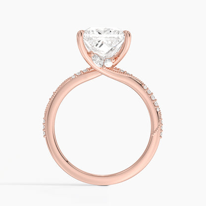 3.25 Karat Prenses Kesim Hidden Halo Tasarım Tektaş Laboratuvar Pırlanta Yüzük 18K  - Melora
