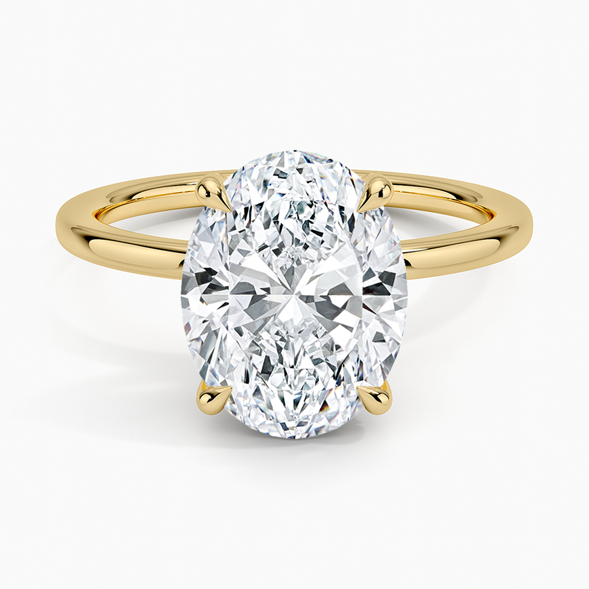 3.15 Karat Oval Kesim Hidden Halo Tasarım Tektaş Laboratuvar Pırlanta Yüzük - Gilora - Bold Diamonds