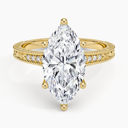 3.15 Marquise Kesim Hidden Halo Tasarım Tektaş Laboratuvar Pırlanta Yüzük - Silora