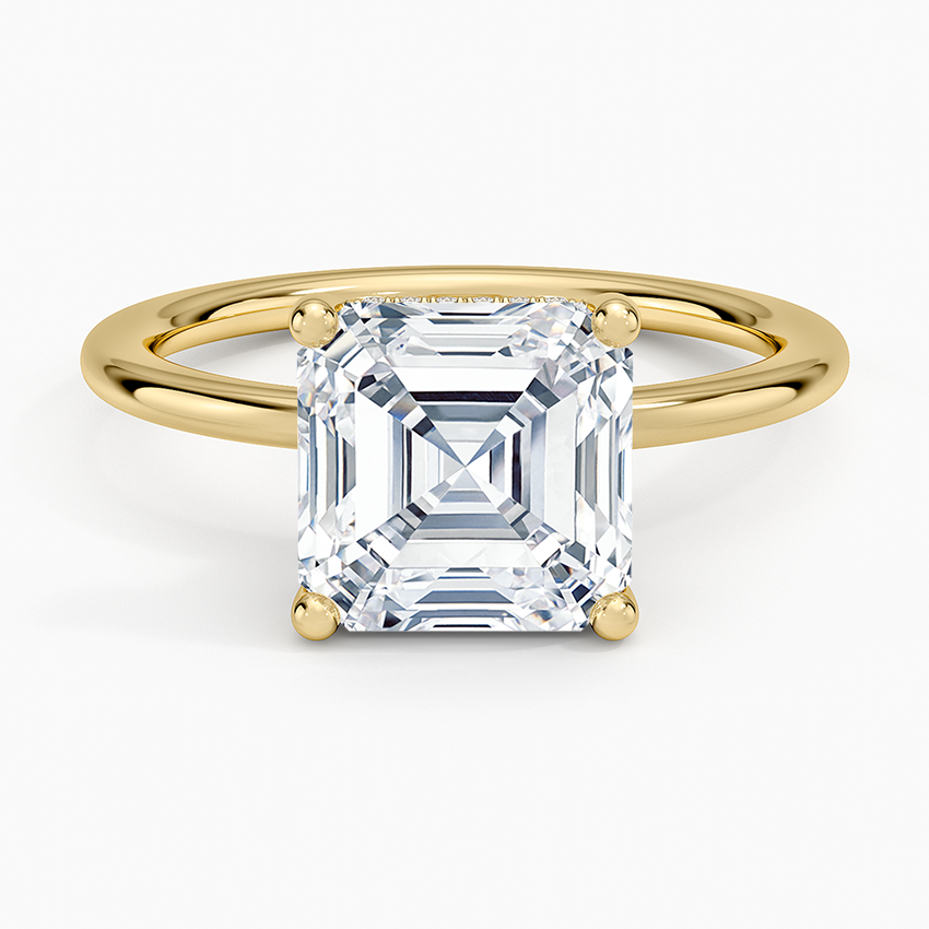 3.10 Karat Asscher Kesim Hidden Halo Tasarım Tektaş Laboratuvar Pırlanta Yüzük - Lucerne