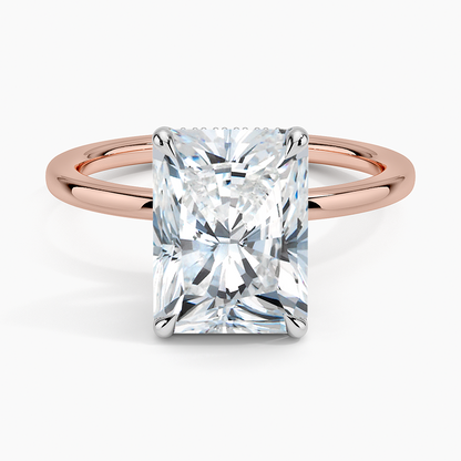 3.10 Karat Radiant Kesim Hidden Halo Tasarım Tektaş Laboratuvar Pırlanta Yüzük 18K  - Elora - Bold Diamonds