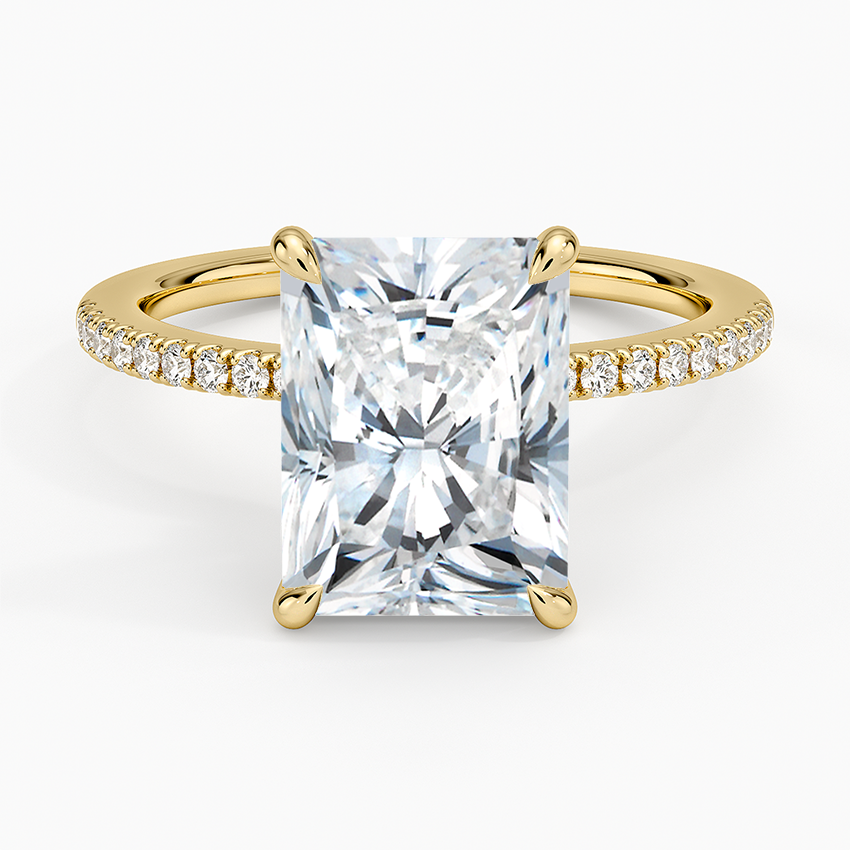 3.25 Karat Radiant Kesim Hidden Halo Tasarım Tektaş Laboratuvar Pırlanta Yüzük - Filora - Bold Diamonds