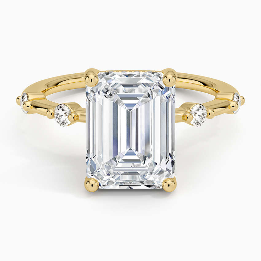 3.20 Karat Emerald Kesim Hidden Halo Tasarım Tektaş Laboratuvar Pırlanta Yüzük - Nice