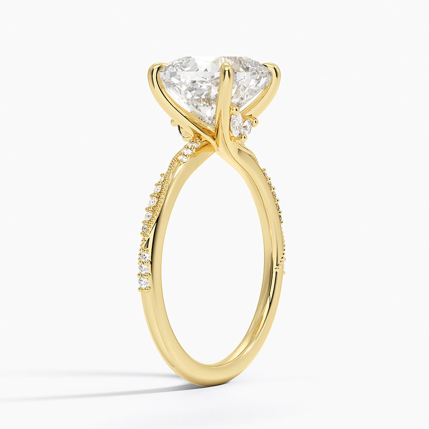3.25 Karat Cushion Kesim Hidden Halo Tasarım Tektaş Laboratuvar Pırlanta Yüzük 18K  - Melora - Bold Diamonds