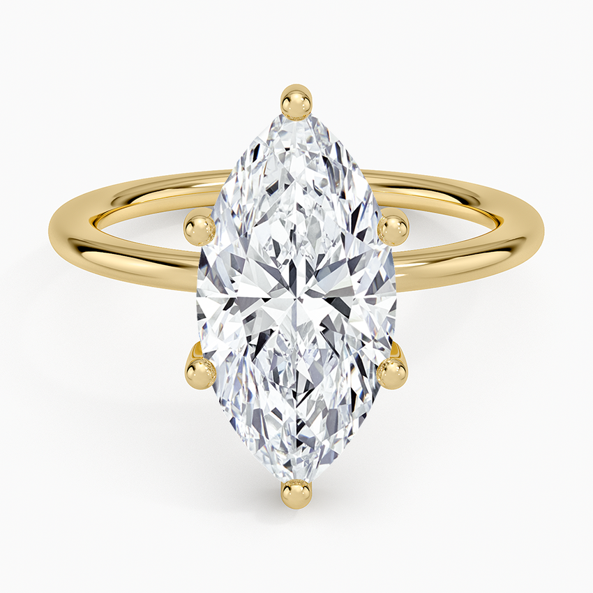 3.10 Karat Marquise Kesim Hidden Halo Tasarım Tektaş Laboratuvar Pırlanta Yüzük - Lucerne
