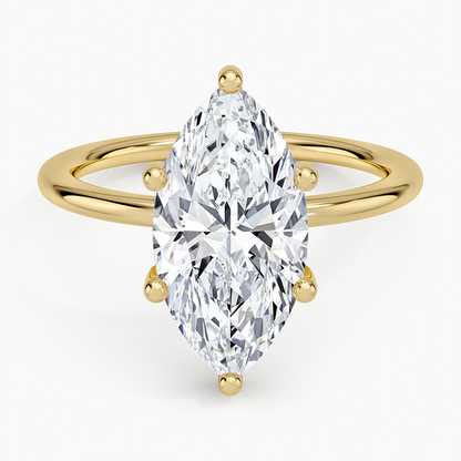 3.10 Marquise Kesim Hidden Halo Tasarım Tektaş Laboratuvar Pırlanta Yüzük - Melara