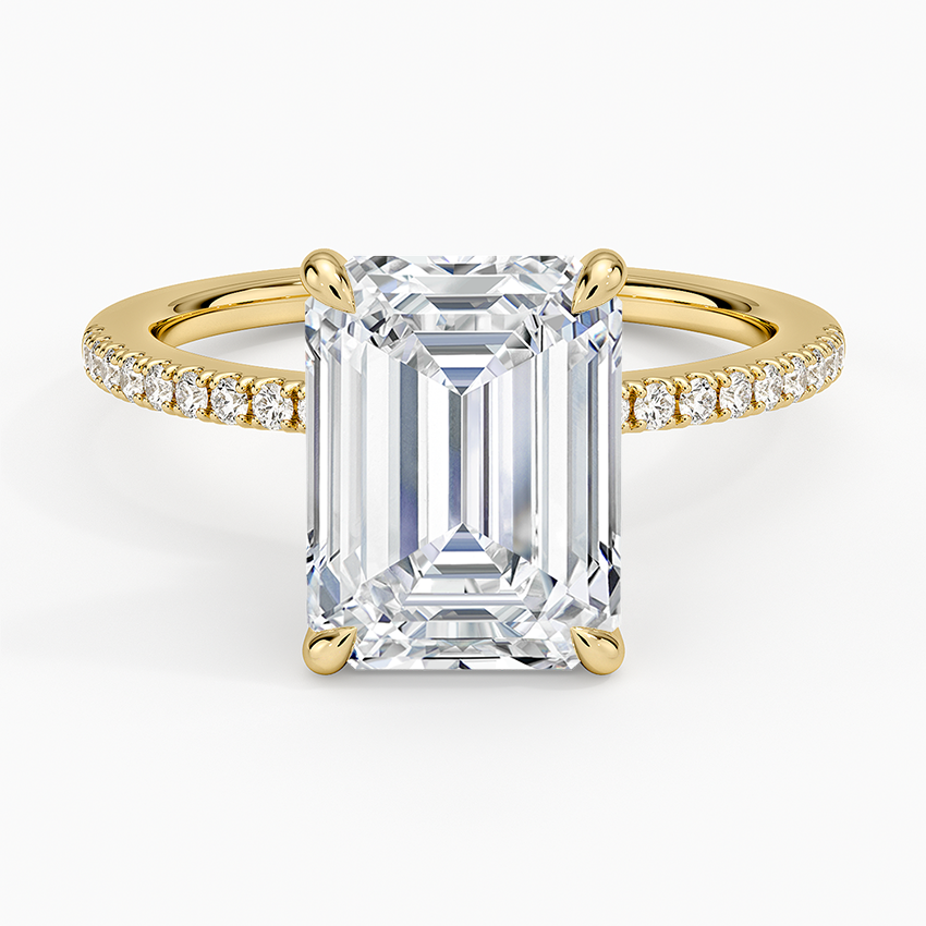 3.25 Karat Emerald Kesim Hidden Halo Tasarım Tektaş Laboratuvar Pırlanta Yüzük - Filora - Bold Diamonds