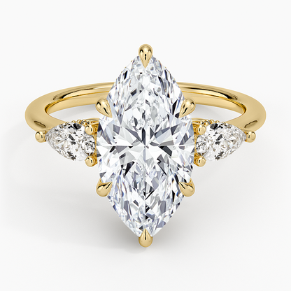 3.50 Marquise Kesim Hidden Halo Tasarım Tektaş Laboratuvar Pırlanta Yüzük - Nilora