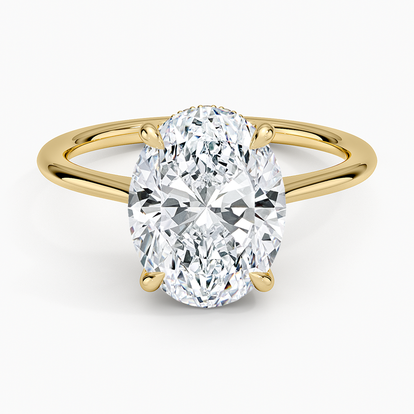 3.10 Oval Kesim Hidden Halo Tasarım Tektaş Laboratuvar Pırlanta Yüzük - Tilora