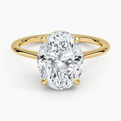 3.10 Oval Kesim Hidden Halo Tasarım Tektaş Laboratuvar Pırlanta Yüzük - Tilora