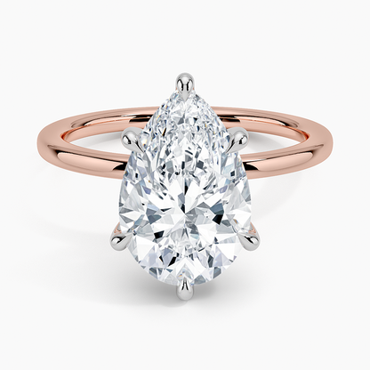 3.10 Karat Damla Kesim Hidden Halo Tasarım Tektaş Laboratuvar Pırlanta Yüzük 18K  - Elora - Bold Diamonds
