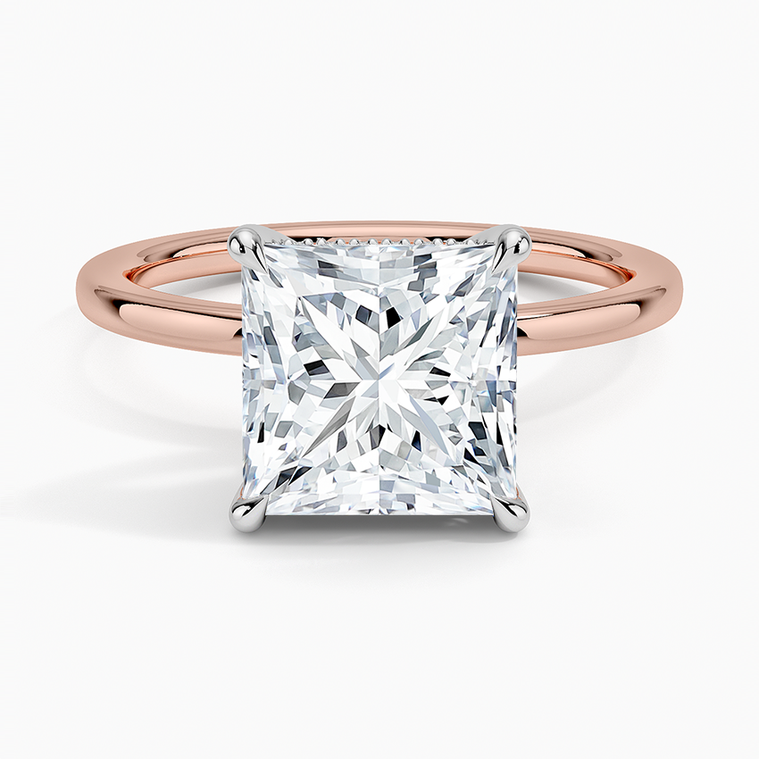 3.10 Karat Prenses Kesim Hidden Halo Tasarım Tektaş Laboratuvar Pırlanta Yüzük 18K  - Elora - Bold Diamonds