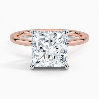 3.10 Karat Prenses Kesim Hidden Halo Tasarım Tektaş Laboratuvar Pırlanta Yüzük 18K  - Elora - Bold Diamonds