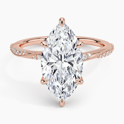 3.25 Karat Marquise Kesim Hidden Halo Tasarım Tektaş Laboratuvar Pırlanta Yüzük 18K  - Melora