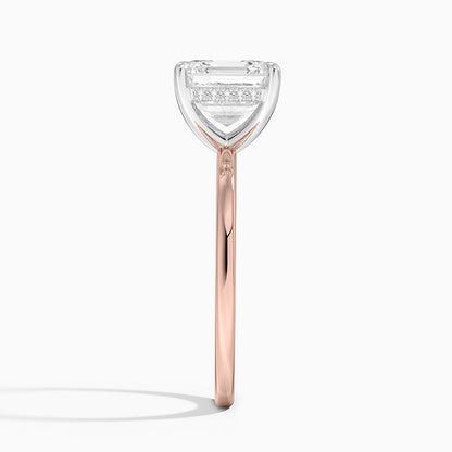 3.10 Karat Asscher Kesim Hidden Halo Tasarım Tektaş Laboratuvar Pırlanta Yüzük 18K  - Elora - Bold Diamonds