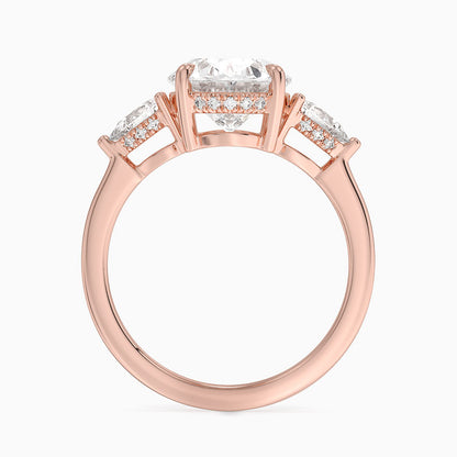 3.50 Oval Kesim Hidden Halo Tasarım Tektaş Laboratuvar Pırlanta Yüzük - Nilora