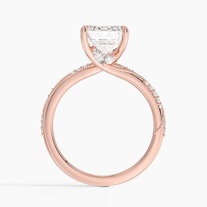 3.25 Karat Emerald Kesim Hidden Halo Tasarım Tektaş Laboratuvar Pırlanta Yüzük 18K  - Melora