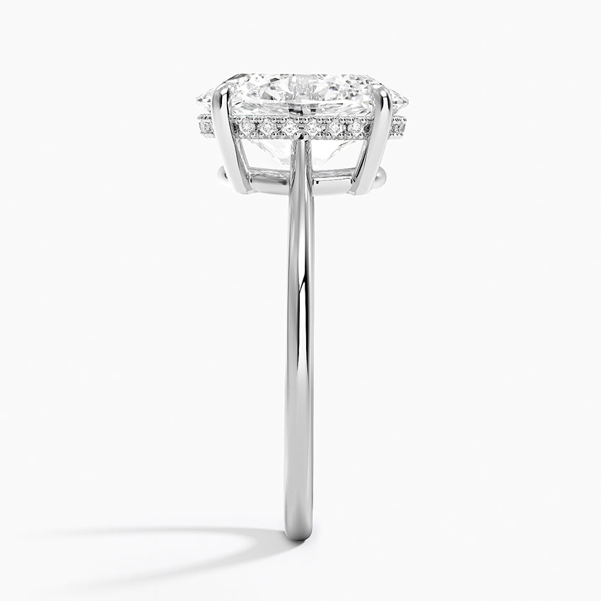 3.10 Karat Oval Kesim Hidden Halo Tasarım Tektaş Laboratuvar Pırlanta Yüzük - Monaco