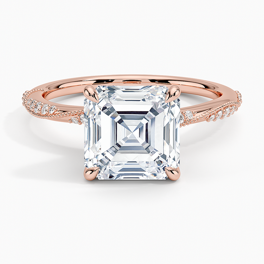 3.25 Karat Asscher Kesim Hidden Halo Tasarım Tektaş Laboratuvar Pırlanta Yüzük 18K  - Melora - Bold Diamonds
