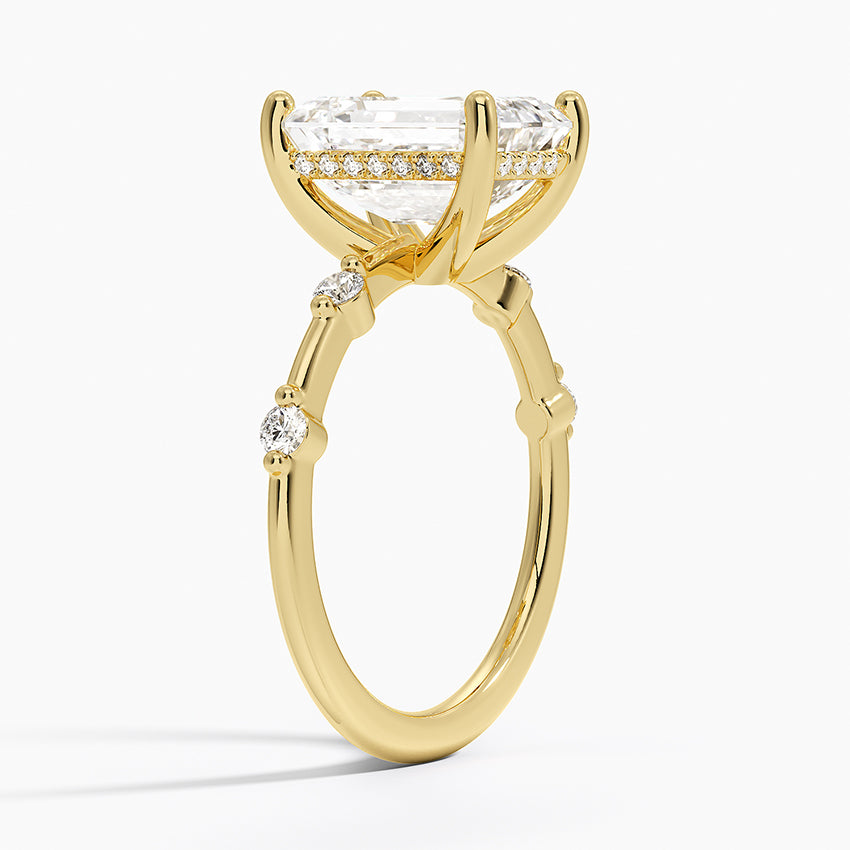 3.20 Karat Emerald Kesim Hidden Halo Tasarım Tektaş Laboratuvar Pırlanta Yüzük - Nice