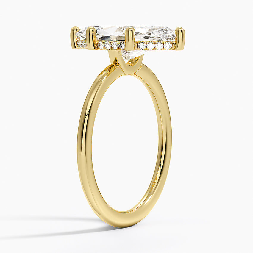 3.10 Marquise Kesim Hidden Halo Tasarım Tektaş Laboratuvar Pırlanta Yüzük - Melara