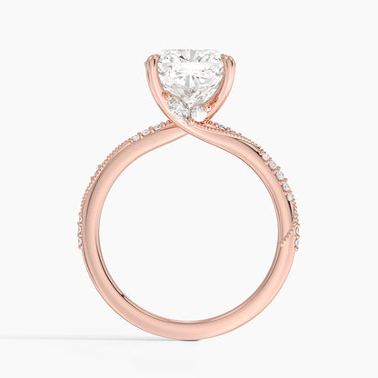 3.25 Karat Cushion Kesim Hidden Halo Tasarım Tektaş Laboratuvar Pırlanta Yüzük 18K  - Melora