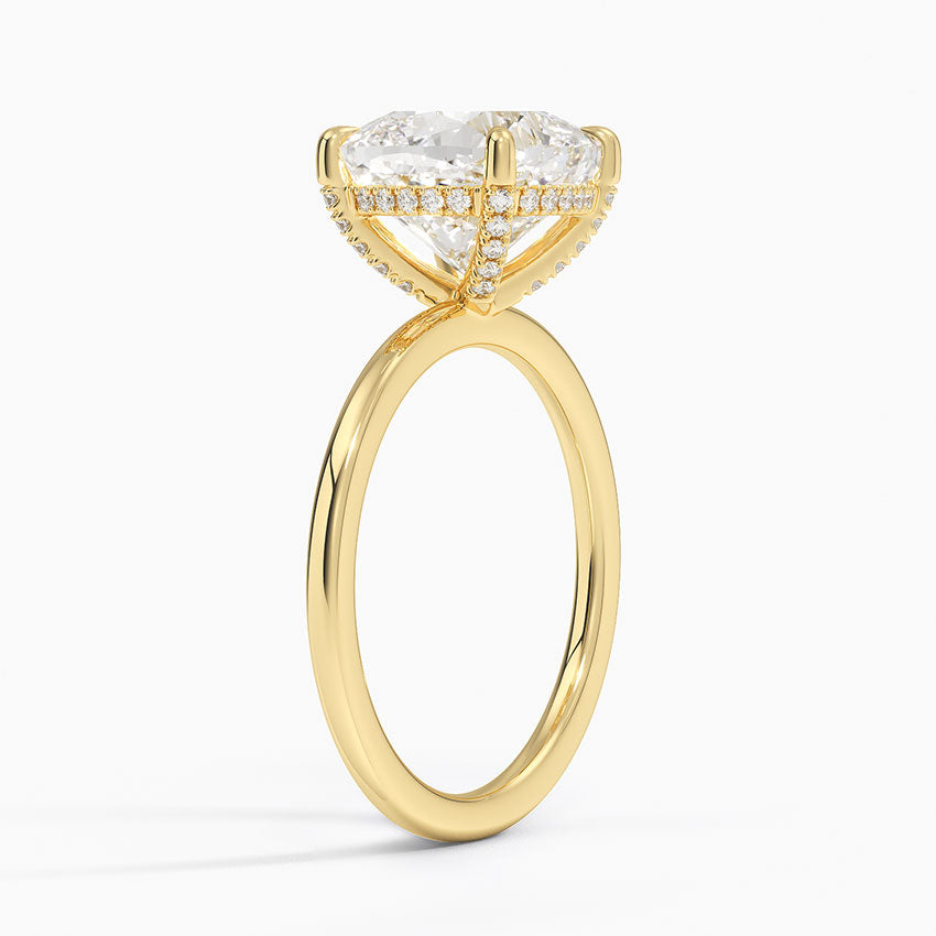 3.15 Karat Cushion Kesim Hidden Halo Tasarım Tektaş Laboratuvar Pırlanta Yüzük - Gilora - Bold Diamonds