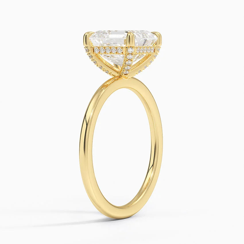 3.15 Karat Asscher Kesim Hidden Halo Tasarım Tektaş Laboratuvar Pırlanta Yüzük - Valencia