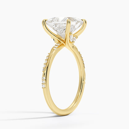 3.25 Karat Prenses Kesim Hidden Halo Tasarım Tektaş Laboratuvar Pırlanta Yüzük 18K  - Melora