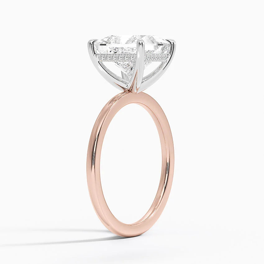 3.10 Karat Prenses Kesim Hidden Halo Tasarım Tektaş Laboratuvar Pırlanta Yüzük 18K  - Elora - Bold Diamonds