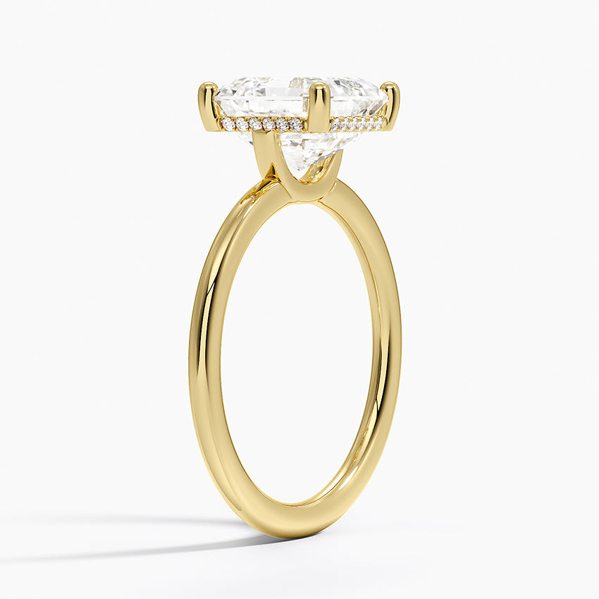 3.10 Karat Asscher Kesim Hidden Halo Tasarım Tektaş Laboratuvar Pırlanta Yüzük - Lucerne