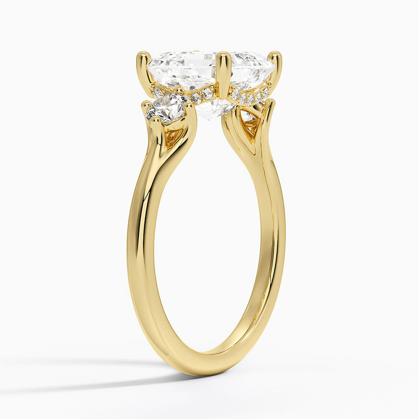 3.50 Karat Asscher Kesim Hidden Halo Tasarım Tektaş Laboratuvar Pırlanta Yüzük - Madrid