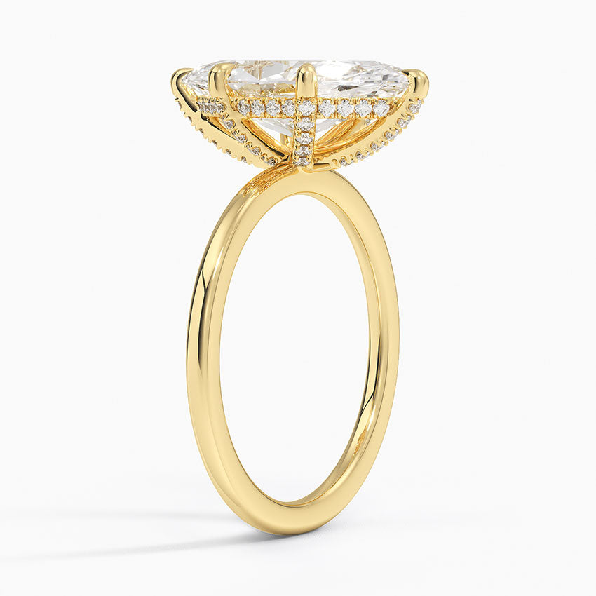 3.15 Karat Marquise Kesim Hidden Halo Tasarım Tektaş Laboratuvar Pırlanta Yüzük - Valencia