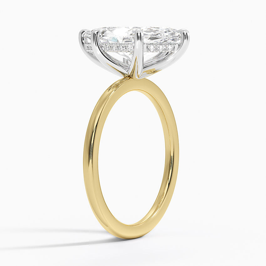 3.10 Karat Marquise Kesim Hidden Halo Tasarım Tektaş Laboratuvar Pırlanta Yüzük 18K  - Elora