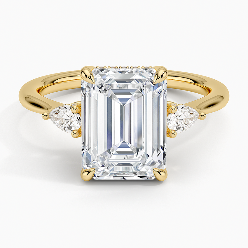 3.50 Karat Emerald Kesim Hidden Halo Tasarım Tektaş Laboratuvar Pırlanta Yüzük - Madrid
