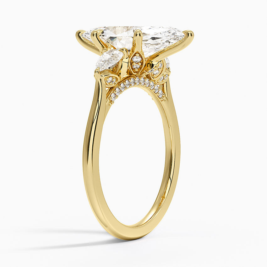 3.75 Karat Marquise Kesim Hidden Halo Tasarım Tektaş Laboratuvar Pırlanta Yüzük - Verona