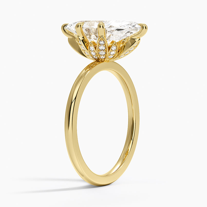 Altı Tırnak 3.15 Karat Marquise Kesim Hidden Halo Tasarım Tektaş Laboratuvar Pırlanta Yüzük - Delora - Bold Diamonds