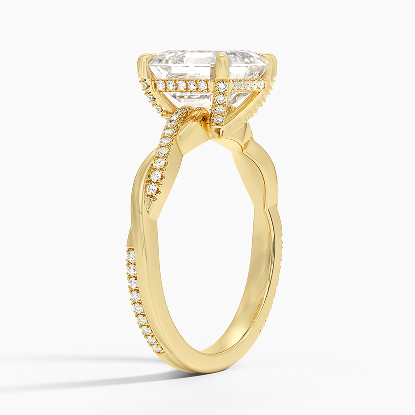 3.25 Karat Asscher Kesim Hidden Halo Tasarım Tektaş Laboratuvar Pırlanta Yüzük  - Riga